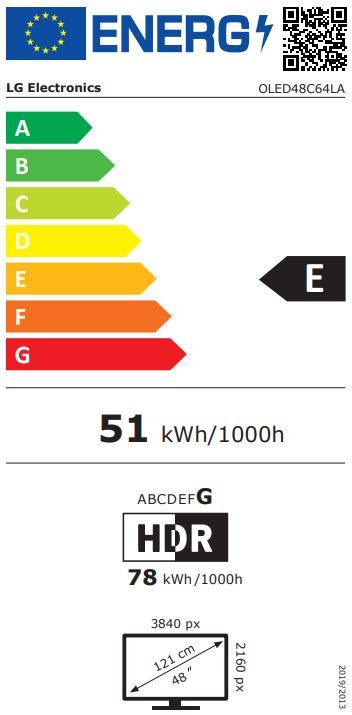 Energibeskrivning för LG OLED48C64LA evo AI 4K Smart TV 2026