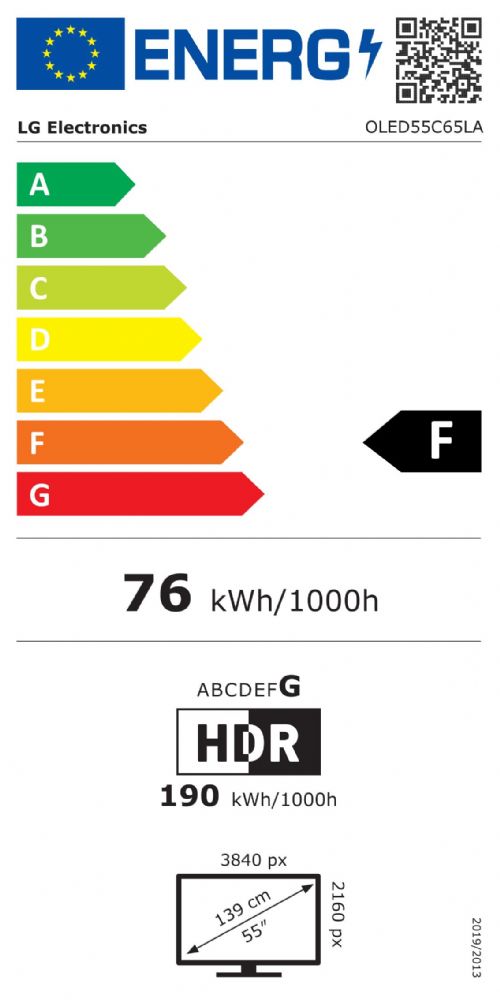 Energibeskrivning för LG OLED55C65LA evo AI 4K Smart TV 2026