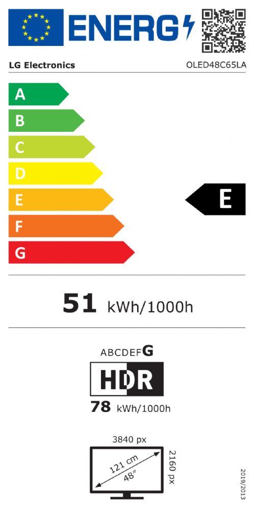 Energibeskrivning för LG OLED48C65LA evo AI 4K Smart TV 2026