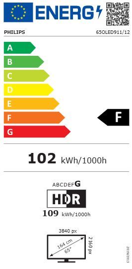 Energibeskrivning för Philips 65OLED911 OLED+ 4K Ambilight-TV (2026)