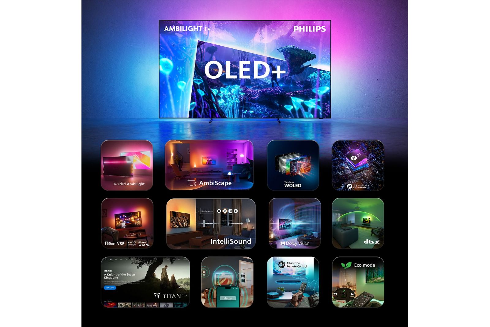 TV-apparater Philips 65OLED951 OLED+ Ambilight Smart TV