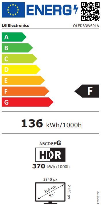 Energibeskrivning för LG OLED83W69LA evo Wallpaper 4K AI TV 2026