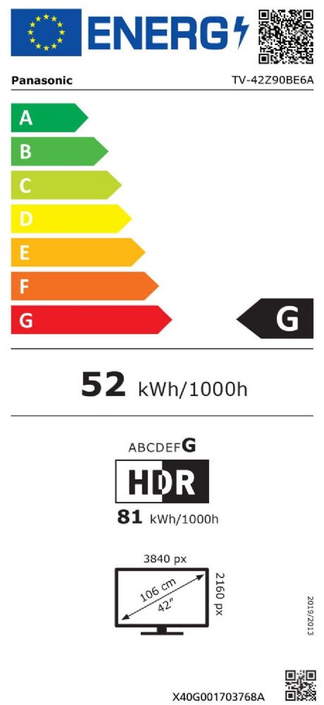Energibeskrivning för Panasonic TV-42Z90BE6A 4K OLED Fire-TV