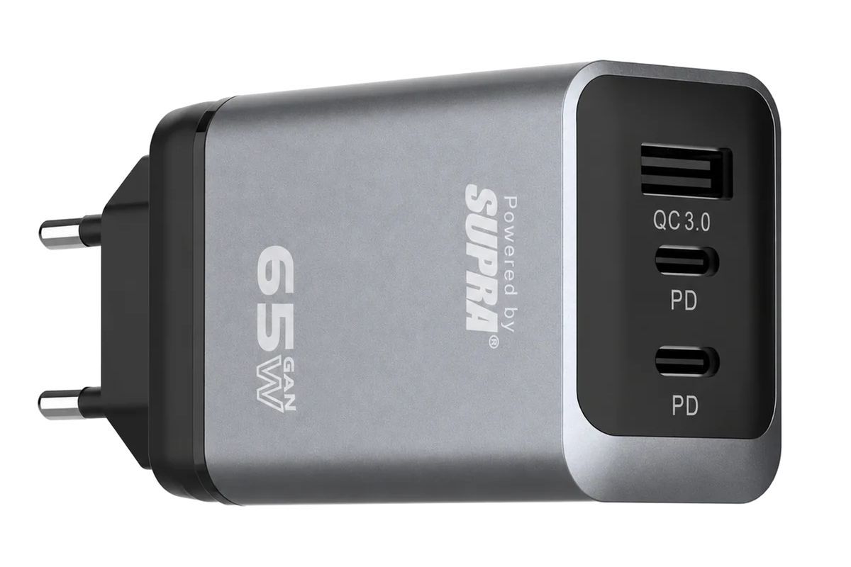 Tillbehör Supra PowerPilot 3-Port GaN Fast Charger 65W