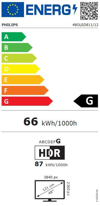 Energibeskrivning för Philips 48OLED811 4K Ambilight Smart-TV 2026