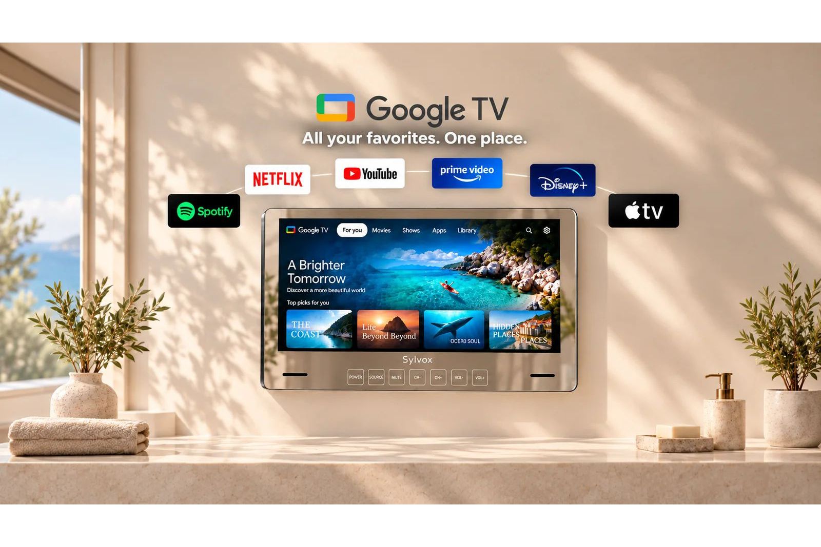 TV-apparater Sylvox Smart Spegel TV 24 tum för badrum