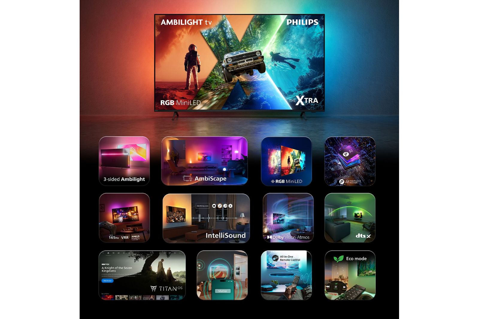 TV-apparater Philips 85MLED981 RGB MiniLED Ambilight TV 2026