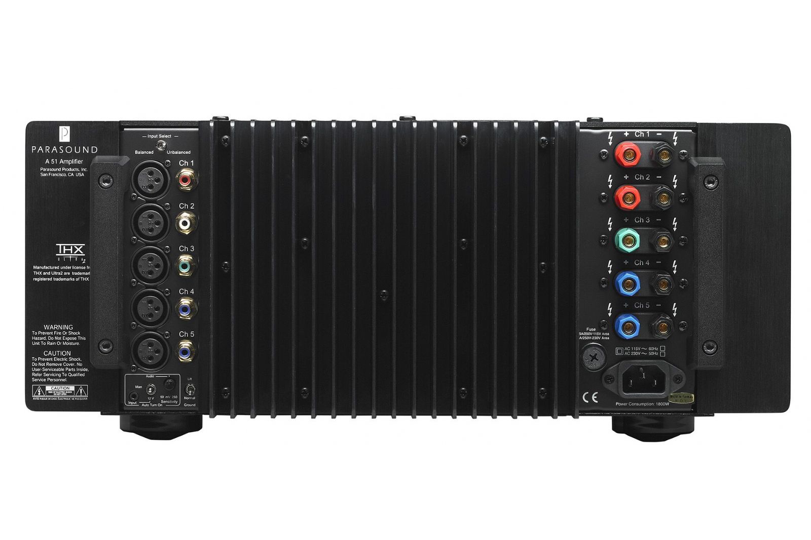 Förstärkare Parasound Halo A51, 5-kanals slutsteg Visning demo