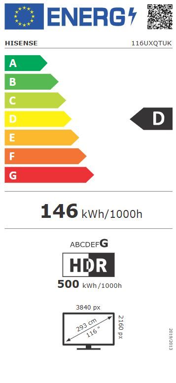 Energibeskrivning för Hisense 116UXQ 4K RGB-MiniLED Smart-TV